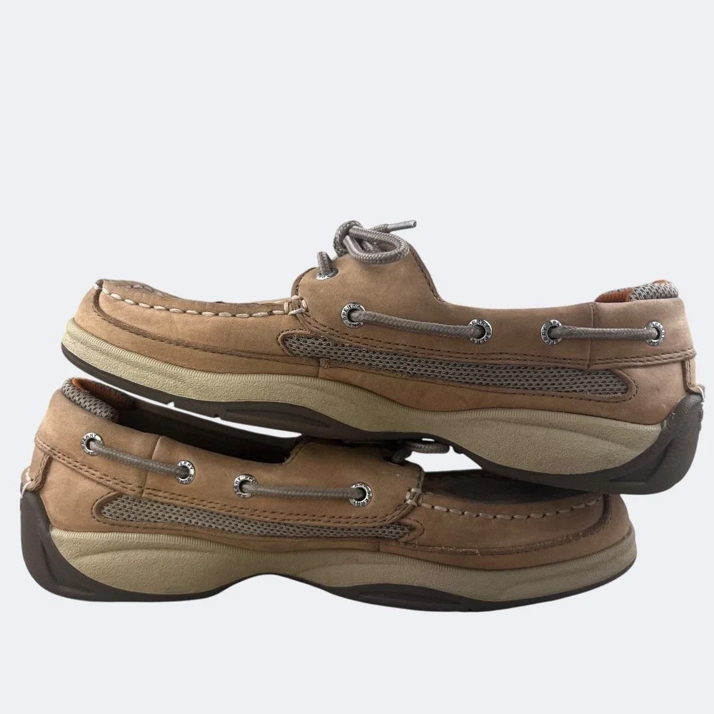 Sperry Top-Sider Boat Deck‎ Shoes Mens Size 8 Brown Leather Lace Up Nautical